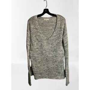 Aritzia Talula V-Neck Beige and White Knit Sweater Size Large